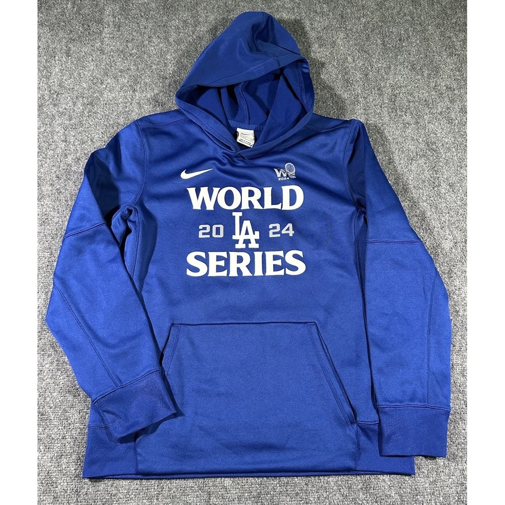 Nike Los Angeles LA Dodgers Dri-Fit Hoodie Boys XL World Series 2024 Blue
